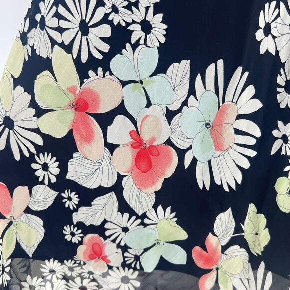 JONES WEAR DRESS Pastel Floral/Black Woven Rayon Midi Dress 10 Formal FairyCore - Picture 5 of 8